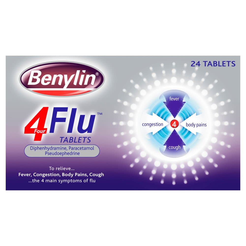 Benylin 4 Flu Tablets - 24 Tablets