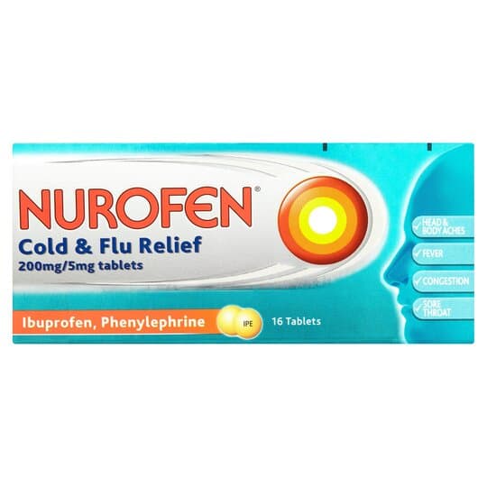 Nurofen Cold & Flu Relief 200mg/5mg - 16 Tablets