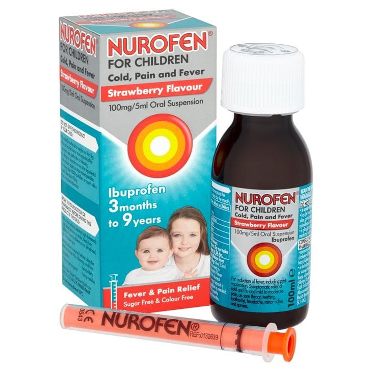 Nurofen For Children Cold, Pain & Fever - Strawberry Flavour (100ml)