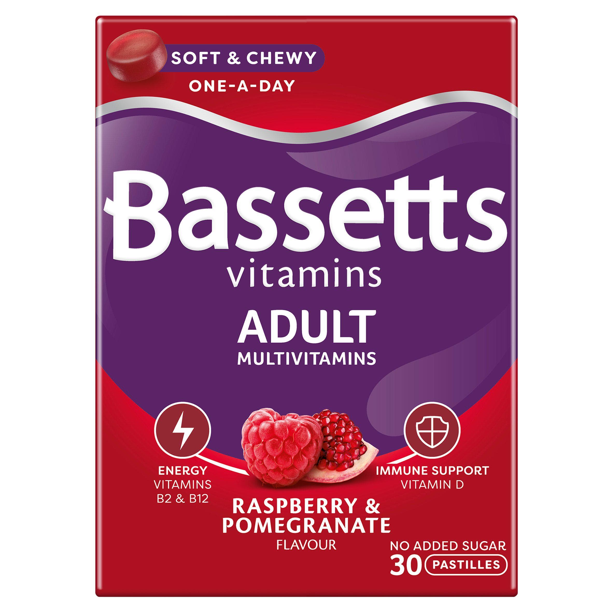 Bassets Adult Multivitamins Raspberry & Pomegranate - 30 Pastilles