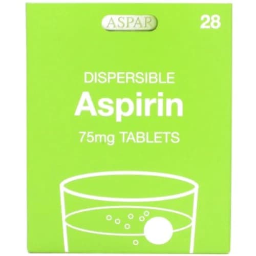 Aspirin 75mg Dispersible Tablets - 28 Tablets