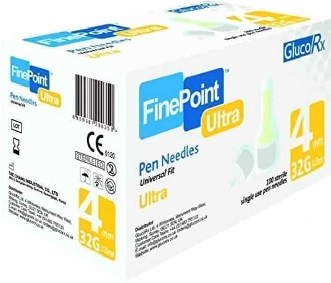 GlucoRx Finepoint Needles 4mm 32g - Pack of 100